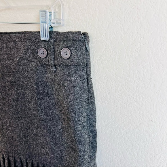 GAP Grey Wool Pleated Button Drop Waist Detail Side Zip Skirt - Picture 7 of 13